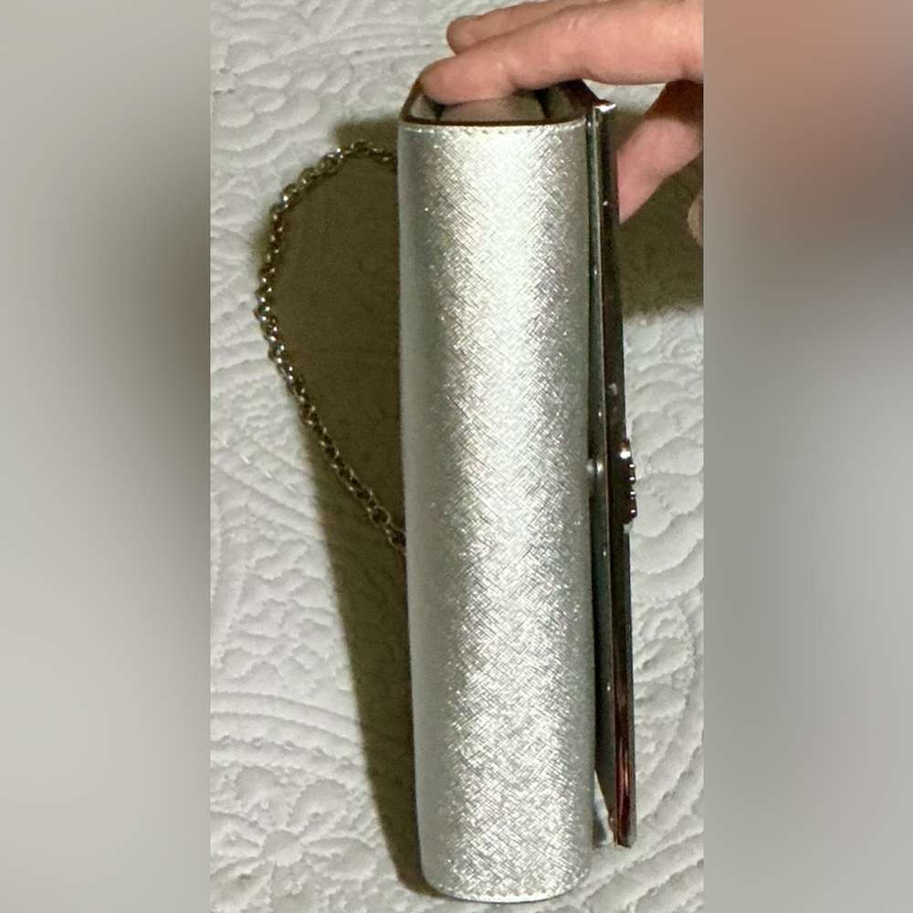 Michael Kors Silver Leather Clutch - Picture 8 of 13